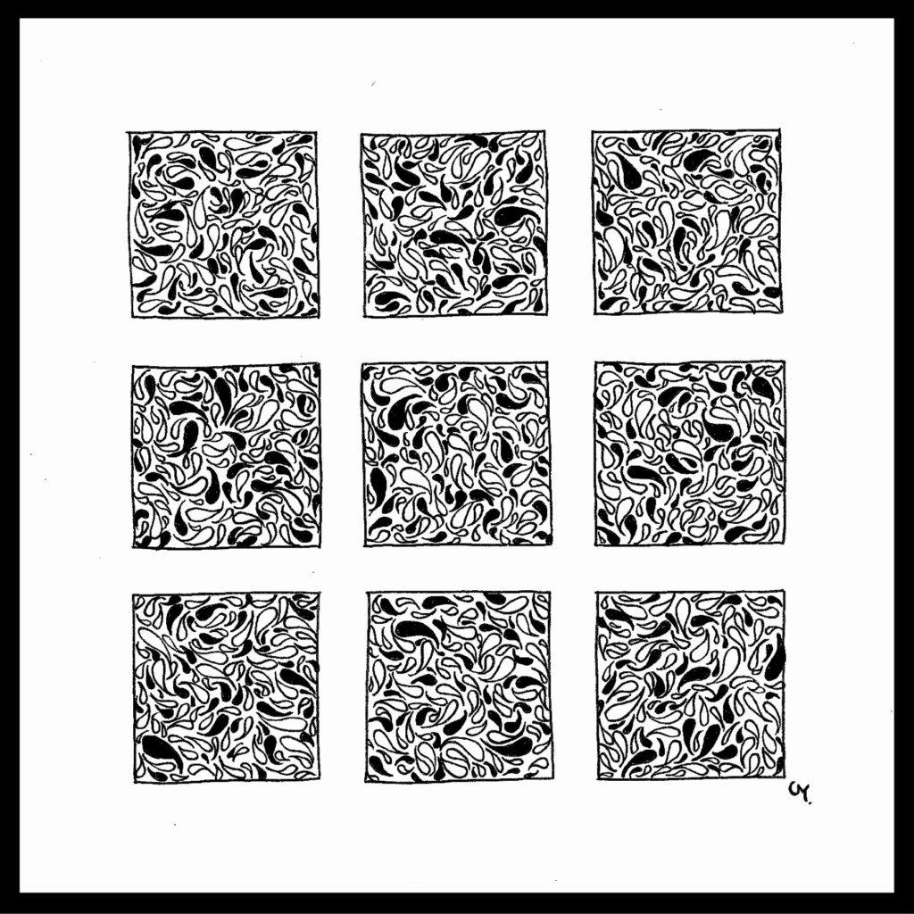 Triptyque motifs noir et blanc 1