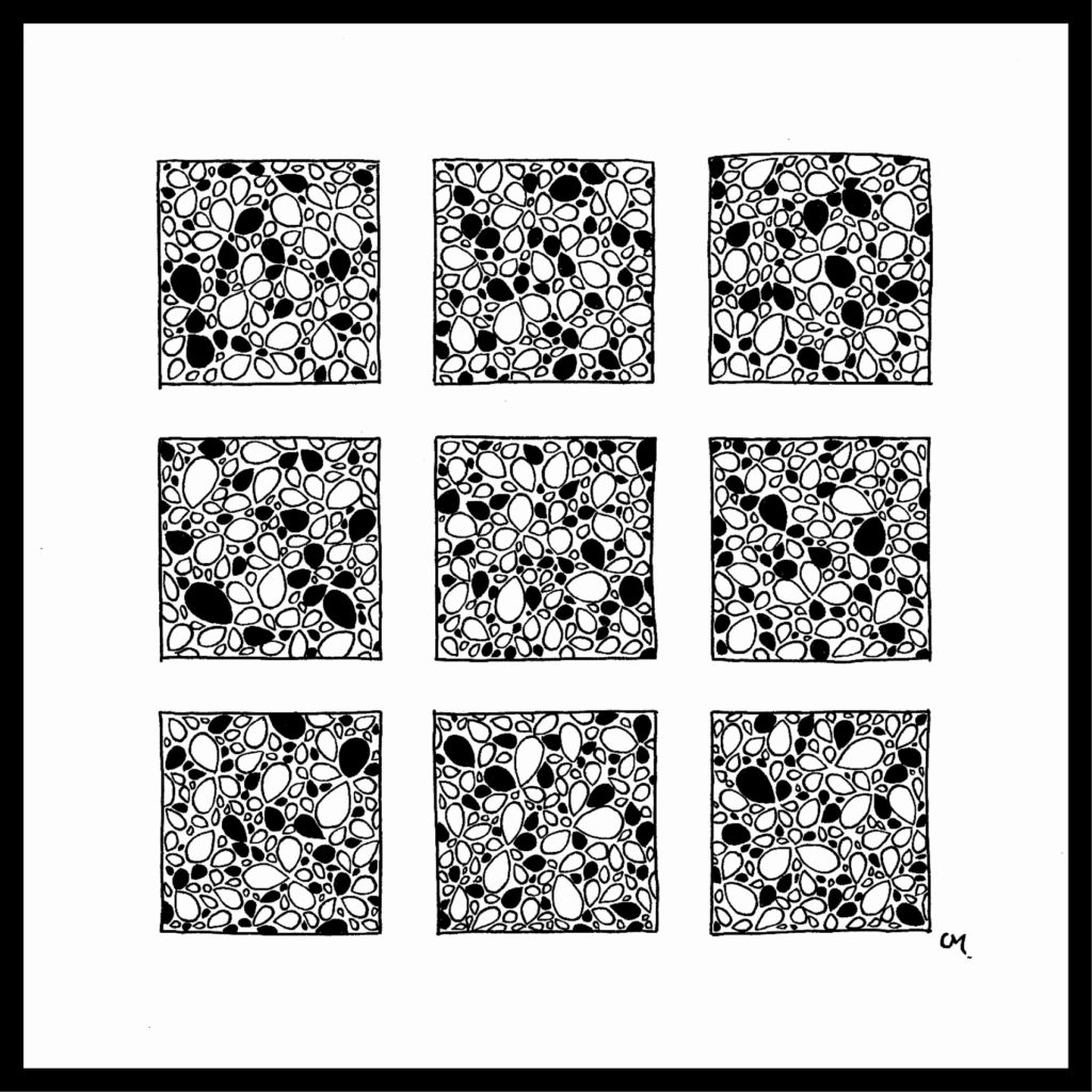 Triptyque motifs noir et blanc 3